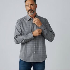Barneys New York Gray Plaid‎ Dress Shirt